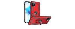 For Apple iPhone 14 PRO 6.1" Robotic Hybrid with Magnetic Ring Stand Case Cover - Red