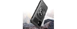 For Apple iPhone 14 PRO 6.1" Robotic Hybrid with Magnetic Ring Stand Case Cover - Black