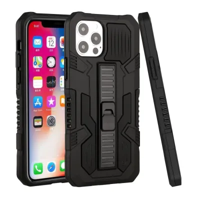 For Apple iPhone 14 PRO 6.1" Rocker Kickstand Tough Shockproof Hybrid Case Cover - Black
