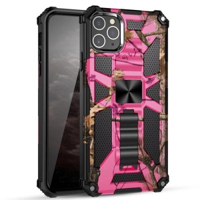 For Apple iPhone 8 Plus/7 Plus Machine Design Magnetic Kickstand Case Cover - Camo Pink