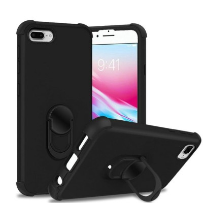 For Apple iPhone 8 Plus/7 Plus/6 Plus Machine Magnetic Kickstand Case Cover - Black