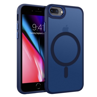 For Apple iPhone 8 Plus/7 Plus/6 Plus Machine Magnetic Kickstand Case Cover - Dark Blue