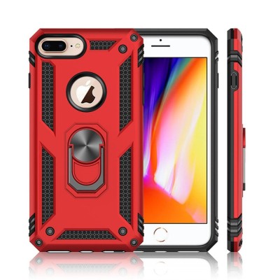 For Apple iPhone 8 Plus/7 Plus DOT Thick Beautiful Hybrid Case Cover - Black/Red