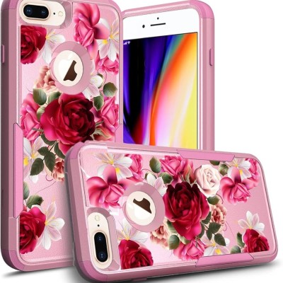 For Apple iPhone 8 Plus/7 Plus Full Diamond with Ornaments Case Cover - Red Exquisite Garden