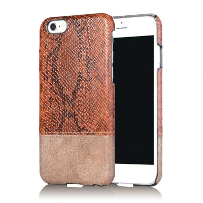 For Apple iPhone 8 Plus/7 Plus Hard PU Leather Croc Design Hybrid Case Cover - Brown