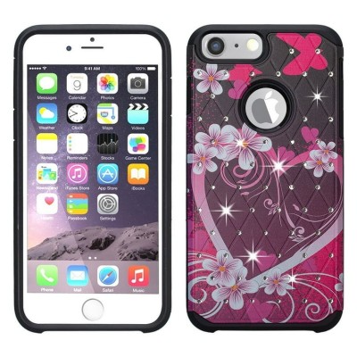 For Apple iPhone 8 Plus/7 Plus Jewel Full Diamond Bling Case Cover - Pink