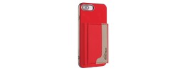 For Apple iPhone 8 Plus/7 Plus Luxury Side Magnetic Button Card ID Holder PU Leather Case Cover - Red