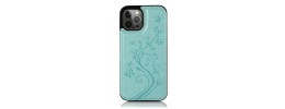 For Apple iPhone 8 Plus/7 Plus Luxury Side Magnetic Button Card ID Holder PU Leather Case Cover - Teal Butterfly Swirl