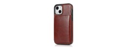 For Apple iPhone 8 Plus/7 Plus Luxury Vertical Magnetic Button Card ID Holder PU Leather Case Cover - Brown