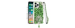 For Apple iPhone 8 Plus/7 Plus Party Diamond Bumper Bling Hybrid Case Cover - Green