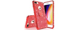 For Apple iPhone 8 Plus/7 Plus Party Diamond Bumper Bling Hybrid Case Cover - Red
