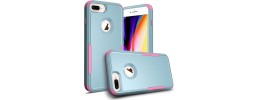 For Apple iPhone 8 Plus/7 Plus Radiant Two Tone Transparent Thick Hybrid Case Cover - Hot Pink/Teal
