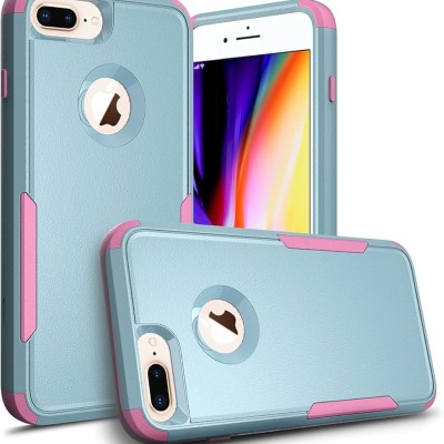 For Apple iPhone 8 Plus/7 Plus Radiant Two Tone Transparent Thick Hybrid Case Cover - Hot Pink/Teal