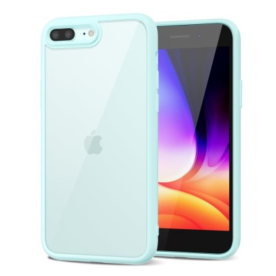 For Apple iPhone 8 Plus/7 Plus Radiant Two Tone Transparent Thick Hybrid Case Cover - Yellow/Light Blue