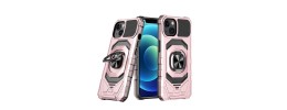 For Apple iPhone 8 Plus/7 Plus Robotic Hybrid with Magnetic Ring Stand Case Cover - Rose Gold