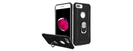 For Apple iPhone 8 Plus/7 Plus Robust Magnetic Kickstand Hybrid Case Cover - Black
