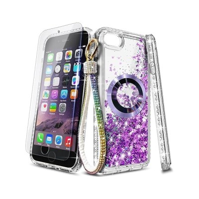 For Apple iPhone 8 Plus/7 Plus SPLENDID Glitter Butterfly Design TPU Case Cover - Black