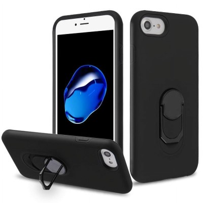 For Apple iPhone 8 Plus/7 Plus Superior 3in1 Magnetic Ring Stand Case Cover - Black