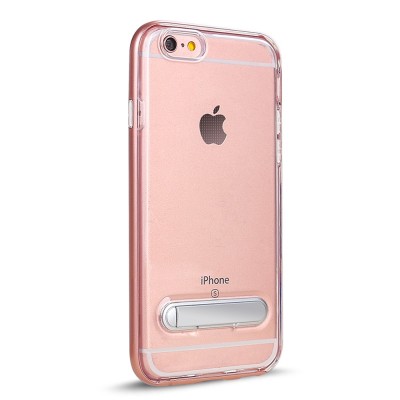 For Apple iPhone 8 Plus/7 Plus Transparent Clear Hybrid with Matching Metal Buttons and Camera Protection - Rose Gold