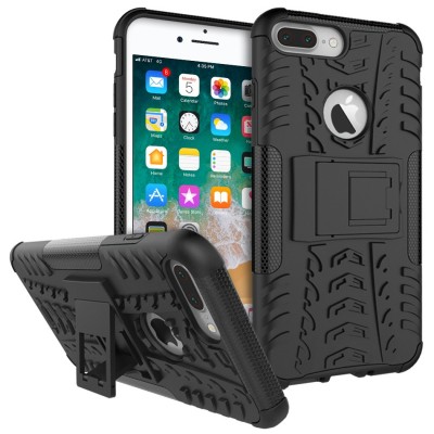 For Apple iPhone 8 Plus/7 Plus V 3in1 Combo Kickstand Holster Cover Case - Black