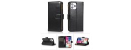For Apple iPhone 8 Plus/7 Plus Luxury Wallet Card ID Zipper Money Holder Case Cover - Black