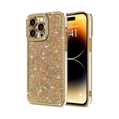 For Apple iPhone 14 PRO 6.1" Rhombus Bling Glitter Diamond Case Cover - Gold