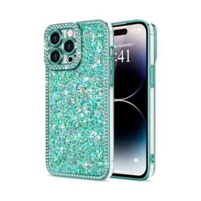 For Apple iPhone 14 PRO 6.1" Rhombus Bling Glitter Diamond Case Cover - Green