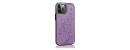 For Apple iPhone XR Luxury Side Magnetic Button Card ID Holder PU Leather Case Cover - Light Purple Butterfly Swirl