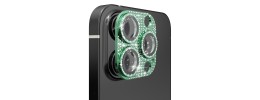For Apple iPhone 12 Pro Diamond Bling Camera Lens Full Tempered Glass - Midnight Green