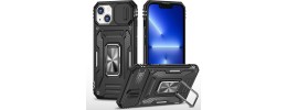 For Apple iPhone XR Utter Tough Metal Ring Movable Camera Window Hybrid Case Cover - Black
