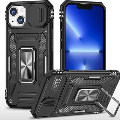 For Apple iPhone XR Utter Tough Metal Ring Movable Camera Window Hybrid Case Cover - Black