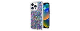 For Apple iPhone 14 PRO 6.1" Bling Glitter Chips Epoxy Hybrid Case Cover - B