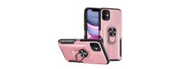 For Apple iPhone XR AQUA Strong Magnetic Ring Stand Hybrid Case Cover - Rose Gold