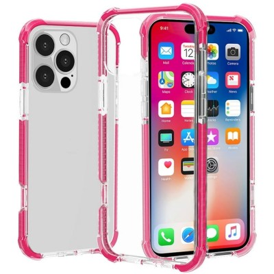 For Apple iPhone XR Acrylic Tough 2.5mm Transparent ShockProof Hybrid Case Cover - Hot Pink