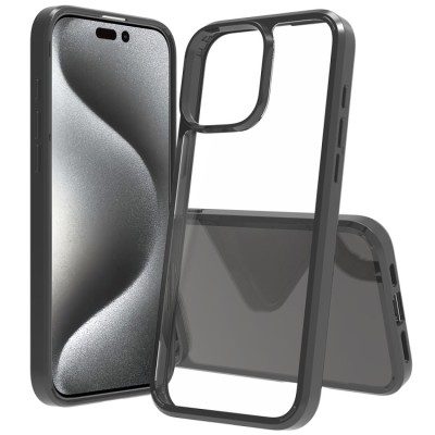 For Apple iPhone XR Acrylic Tough 2.5mm Transparent ShockProof Hybrid Case Cover - Black