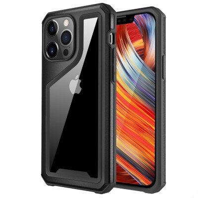 For Apple iPhone XR Aluminum Alloy 2mm Slick Transparent Thick Bumper Frame Hybrid Case Cover - Black