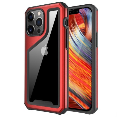 For Apple iPhone XR Aluminum Alloy 2mm Slick Transparent Thick Bumper Frame Hybrid Case Cover - Red