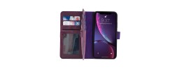 For Apple iPhone XR Bow Glitter Ornament Shimmer Wallet Case with Lanyard - Dark Purple