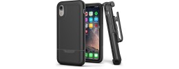 For Apple iPhone XR CARD Holster with Kickstand Clip Hybrid Case Cover - Black