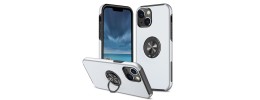 For Apple iPhone XR CHIEF Oil Painted Magnetic Ring Stand Hybrid Case Cover - Silver