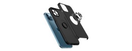 For Apple iPhone XR CHIEF Oil Painted Magnetic Ring Stand Hybrid Case Cover - Black