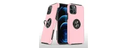 For Apple iPhone XR CHIEF Oil Painted Magnetic Ring Stand Hybrid Case Cover - Pink