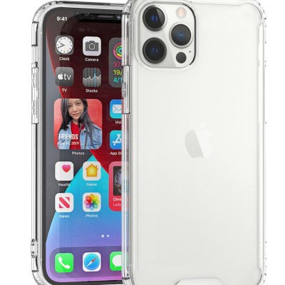For Apple iPhone XR Colored Shockproof Transparent Hard PC TPU Hybrid Case Cover - Clear/Clear