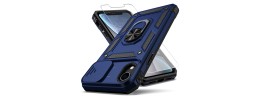 For Apple iPhone XR DISCOVER Ring Stand Hybrid With Slide Camera Cover Case - Navy Blue