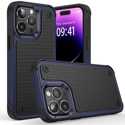 For Apple iPhone XR DOT Thick Beautiful Hybrid Case Cover - Black/Black