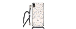 For Apple iPhone XR Diamond Bling Design Wallet With Lanyard Cover Case - Blooming Flower