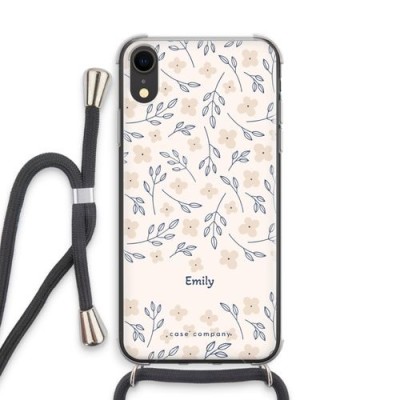 For Apple iPhone XR Diamond Bling Design Wallet With Lanyard Cover Case - Blooming Flower