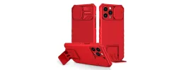 For Apple iPhone XR Easy Viewing Kickstand Camera Protection Hybrid Case Cover - Red