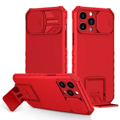 For Apple iPhone XR Easy Viewing Kickstand Camera Protection Hybrid Case Cover - Red