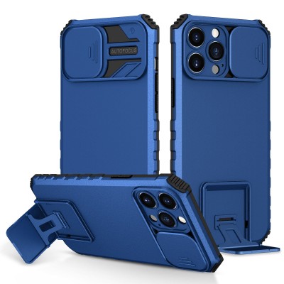 For Apple iPhone XR Easy Viewing Kickstand Camera Protection Hybrid Case Cover - Blue